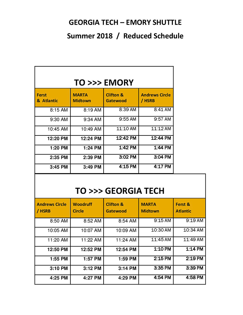 Picture of Georgia Tech-Emory Transportation for Summer 2018