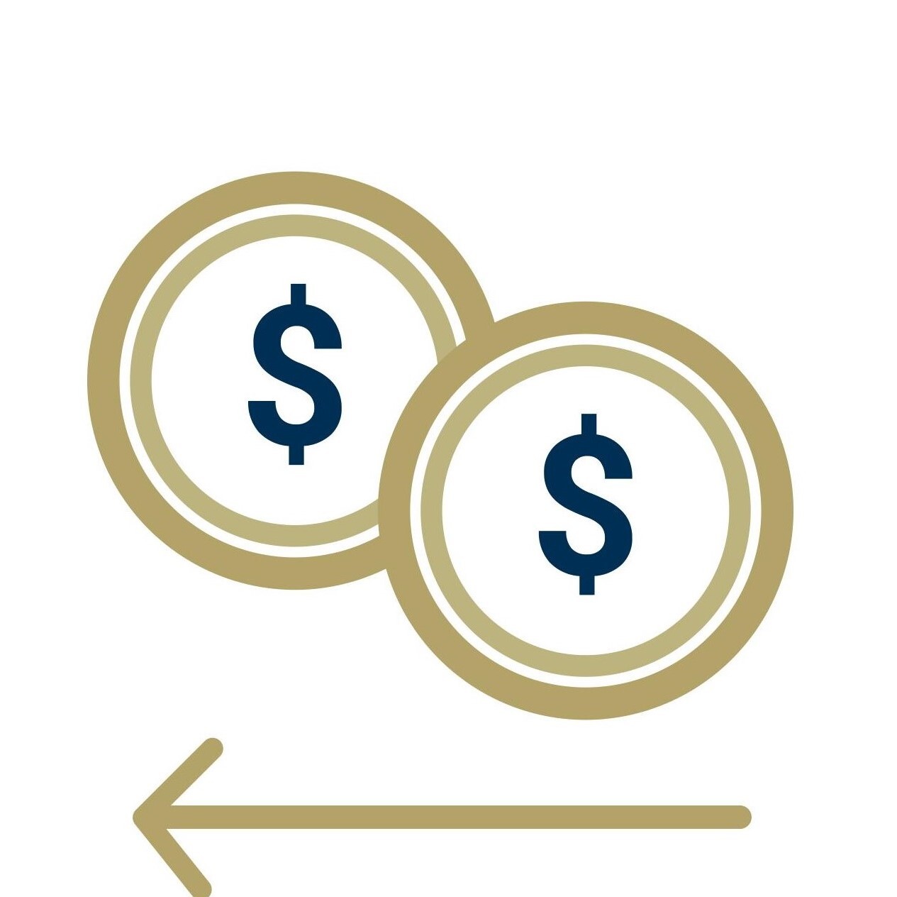 Illustration of coins with dollar signs and an arrow.