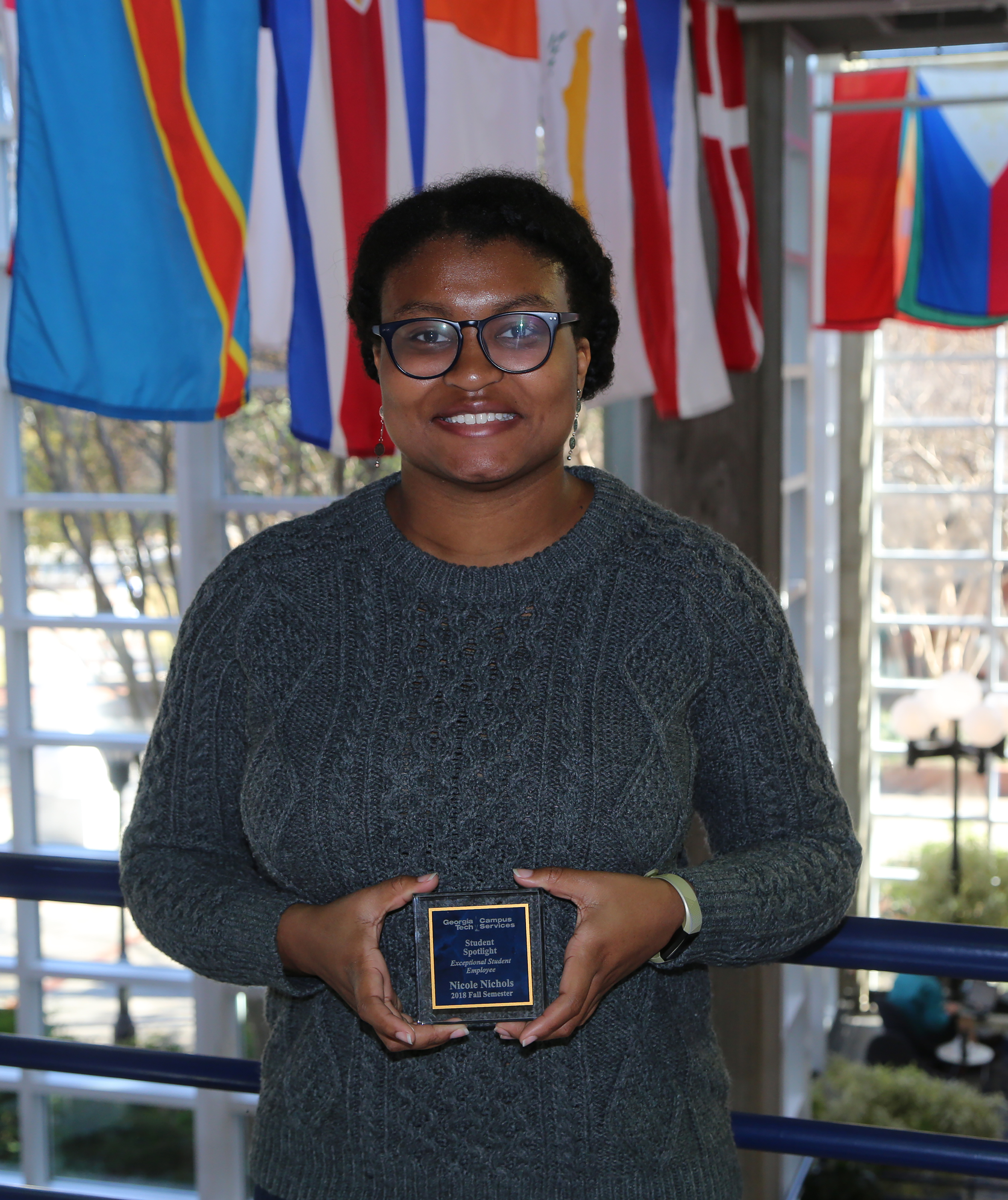 Nicole Nichols received a Campus Services Student Spotlight award for Fall Semester 2018.